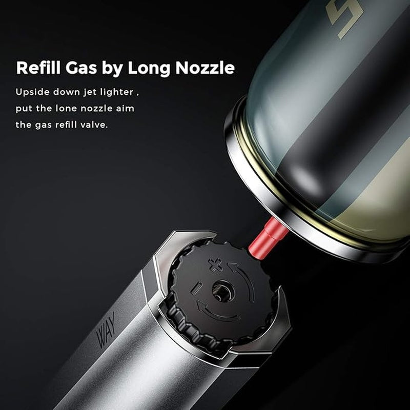 Windproof Refillable Jet Flame Butane Torch Lighter, Adjustable Gas Pen Lighter