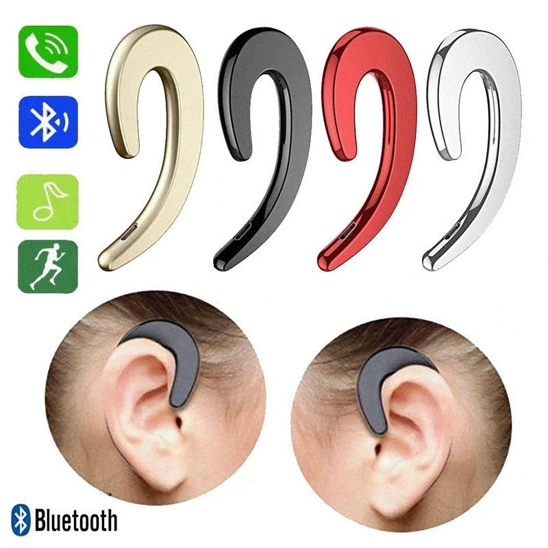 Wireless Bone Conduction Bluetooth Earhook with Mic & Noise Cancelling