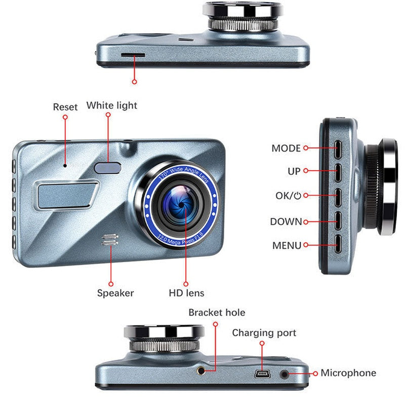 Wireless Front And Rear Dash Cam Dashboard Camera For Car With Night Vision