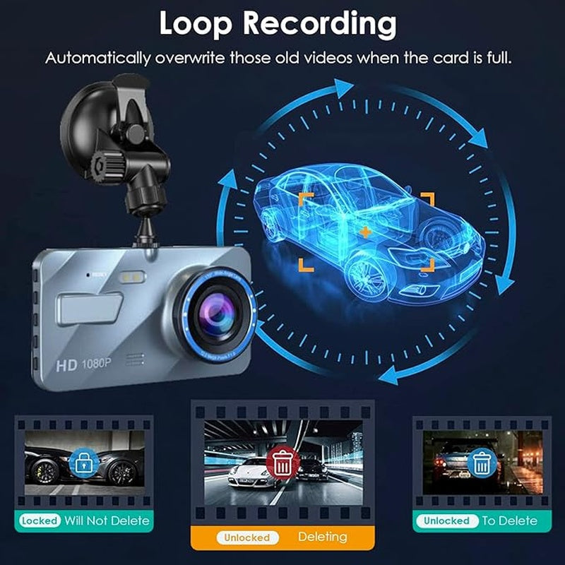 Wireless Front And Rear Dash Cam Dashboard Camera For Car With Night Vision