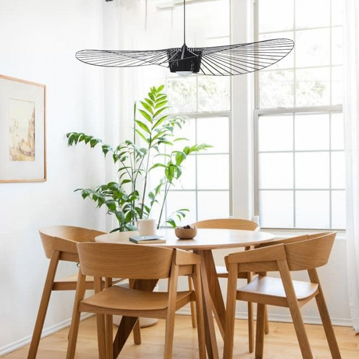 Vintage-Inspired Straw Hat Pendant Light