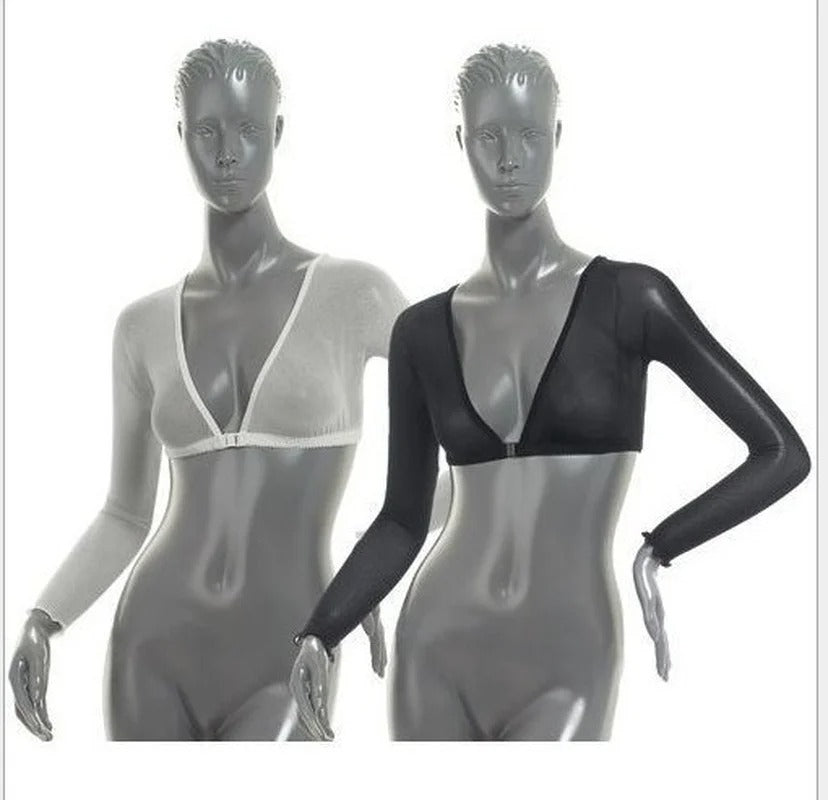 Women Fashion Front Button Long-Sleeved Mesh Crop Top