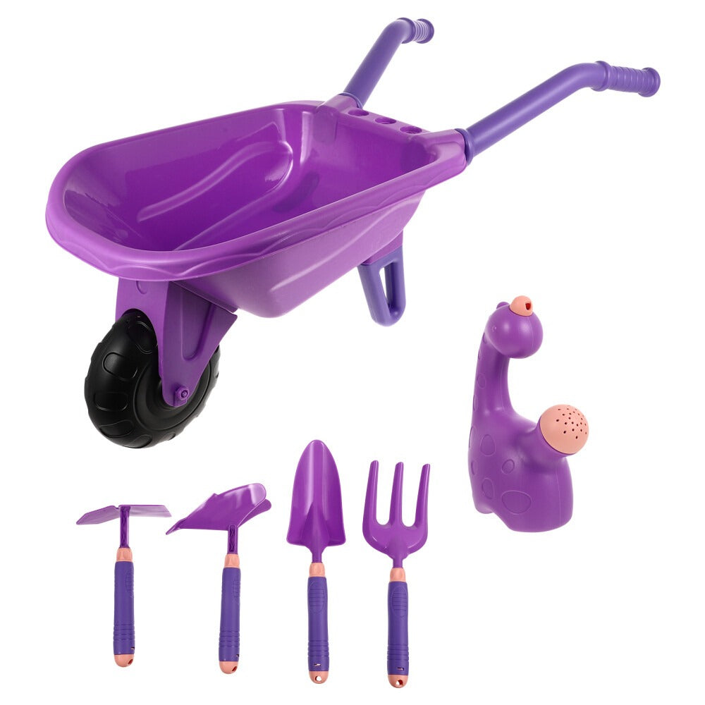Outdoor Children’s Gardening Set with Children’s Wheelbarrow Set and Plastic Watering Can