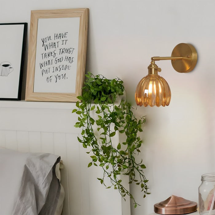 Vintage Tulip Glass Wall Light for Bedroom and Hallway
