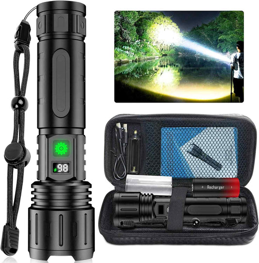 100000LM Super Bright Rechargeable Tactical LED Flashlight, World's Brightest Flashlight with 5 Modes and Waterproof Design