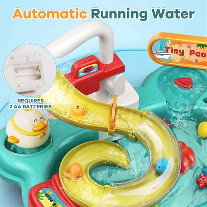 2-in-1 Dishwashing Basin Toys with Fishing Game and Water Circulation, Safe for Kids Ages 3+
