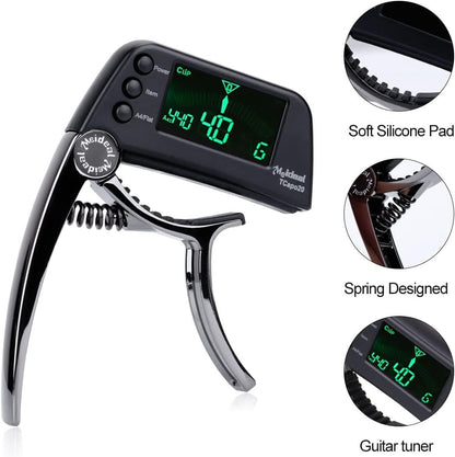 2-in-1 Guitar Capo Tuner with LED Display for All Instruments