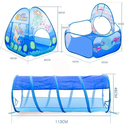 3-in-1 Kids Ball Pit Tent with Tunnel