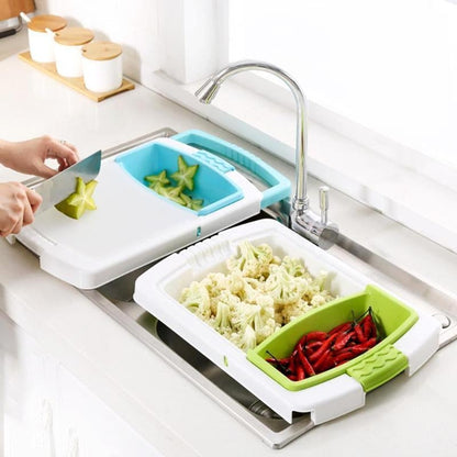 3-in-1 Multi-Function Cutting Board with Sink Basket