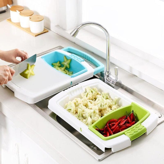 3-in-1 Multi-Function Cutting Board with Sink Basket