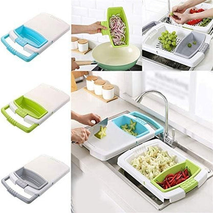 3-in-1 Multi-Function Cutting Board with Sink Basket