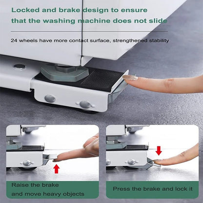 Adjustable Washing Machine Stand with Brake and Mobile Wheels