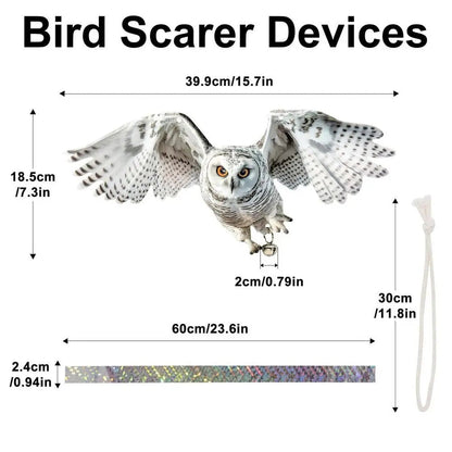 Double-Sided Reflective Owl Bird Repeller with Sound