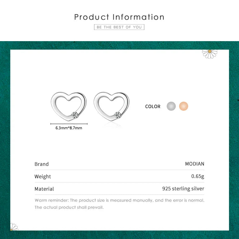 Valentines Gifts For Her 925 Sterling Silver Heart Cz Stud Earrings