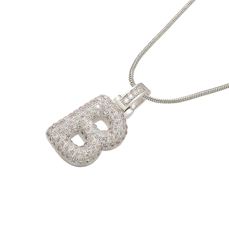 Crystal Letter Pendant Necklace Valentine'S Day Gift For Women