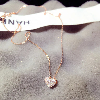 Rose Gold Heart Zircon Pendant Necklace Valentine'S Day Gift