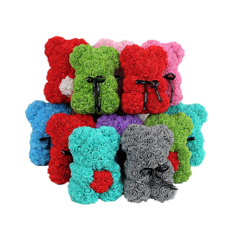 25Cm Artificial Rose Bear Romantic Gift For Anniversary