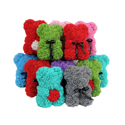 25Cm Artificial Rose Bear Romantic Gift For Anniversary