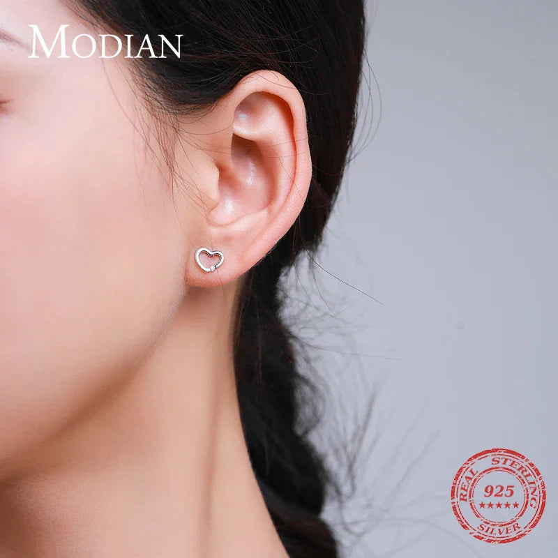 Valentines Gifts For Her 925 Sterling Silver Heart Cz Stud Earrings