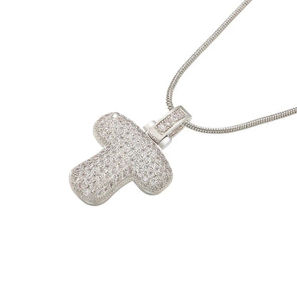 Crystal Letter Pendant Necklace Valentine'S Day Gift For Women