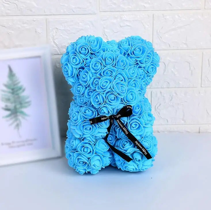 25Cm Artificial Rose Bear Romantic Gift For Anniversary