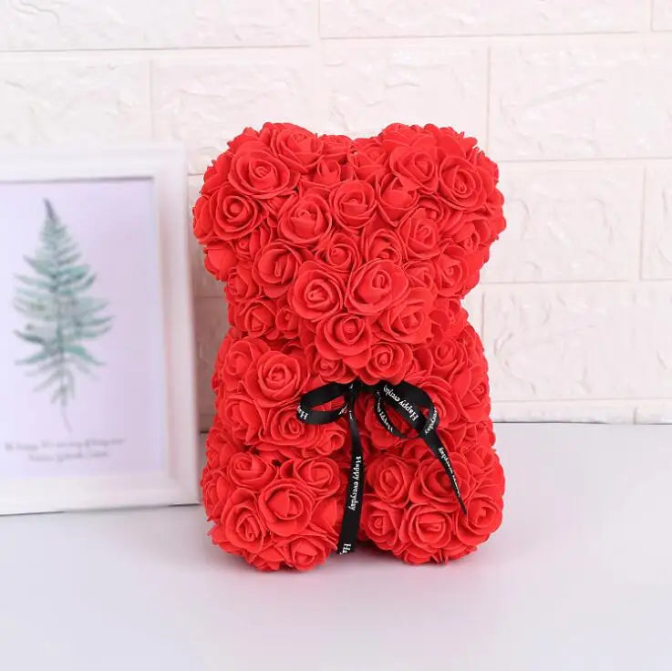 25Cm Artificial Rose Bear Romantic Gift For Anniversary