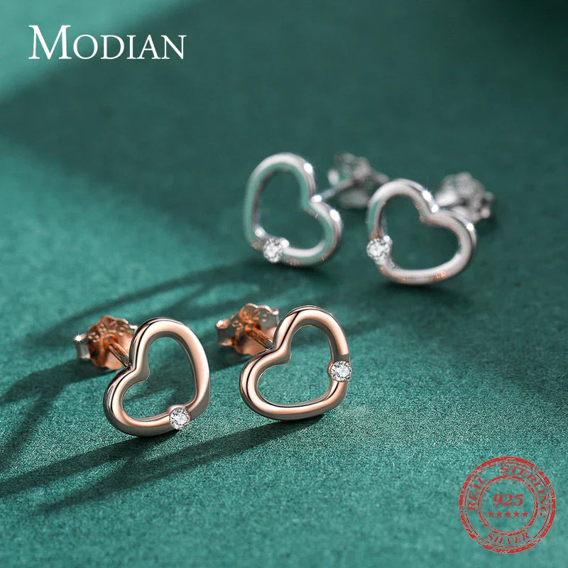 Valentines Gifts For Her 925 Sterling Silver Heart Cz Stud Earrings