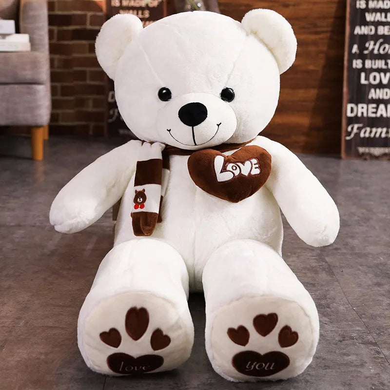 Giant Teddy Bear Plush Toy With Scarf And Heart