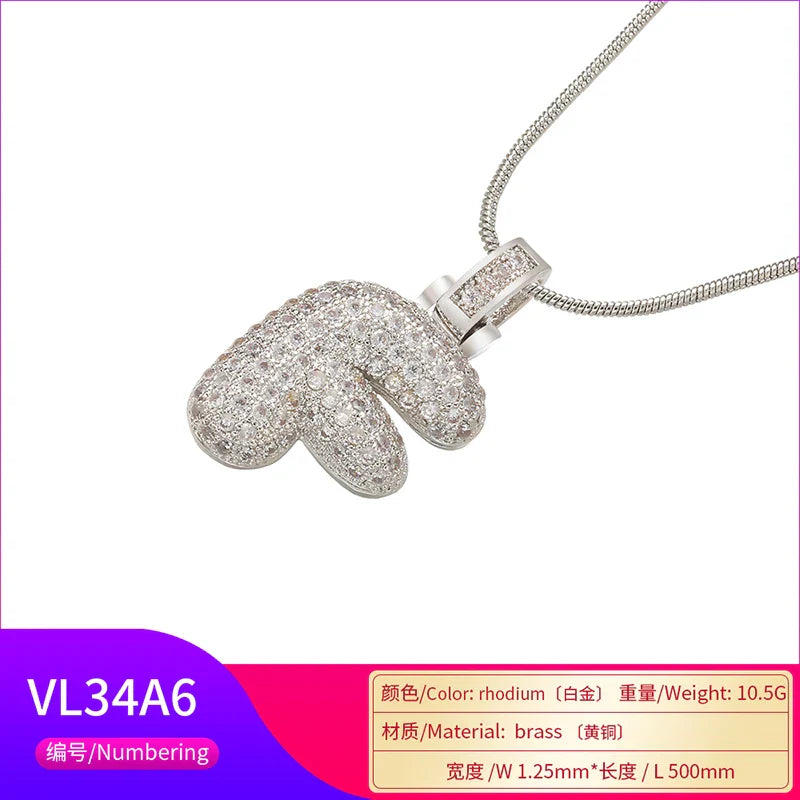 Crystal Letter Pendant Necklace Valentine'S Day Gift For Women