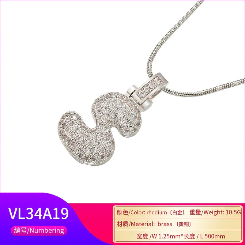 Crystal Letter Pendant Necklace Valentine'S Day Gift For Women