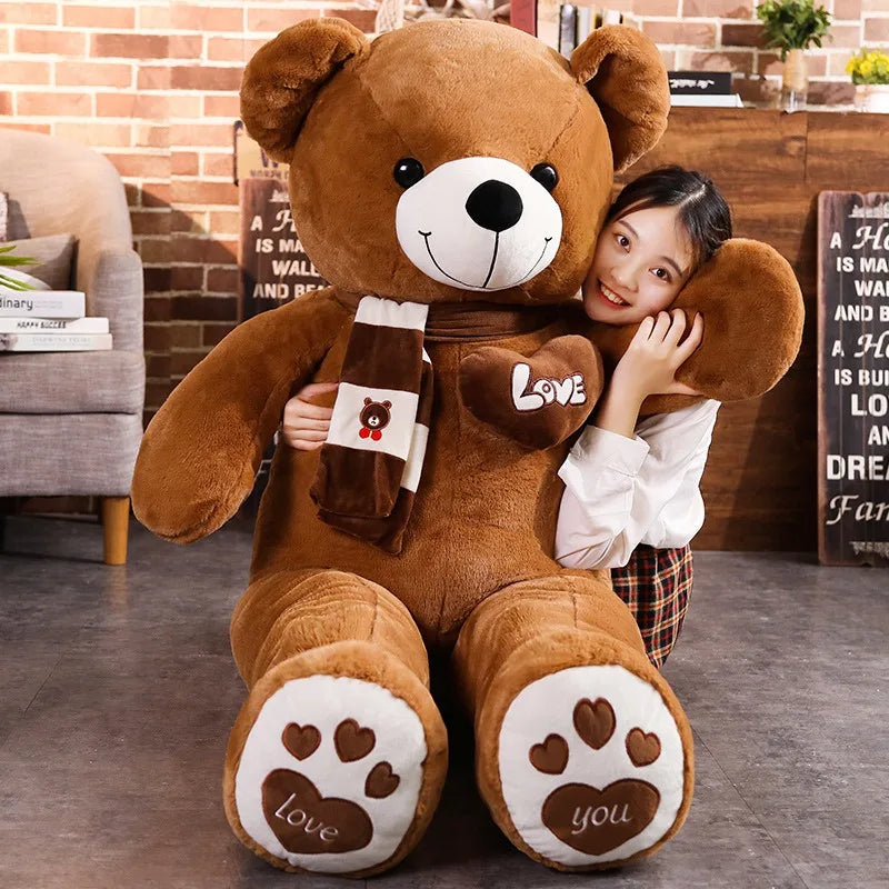 Giant Teddy Bear Plush Toy With Scarf And Heart