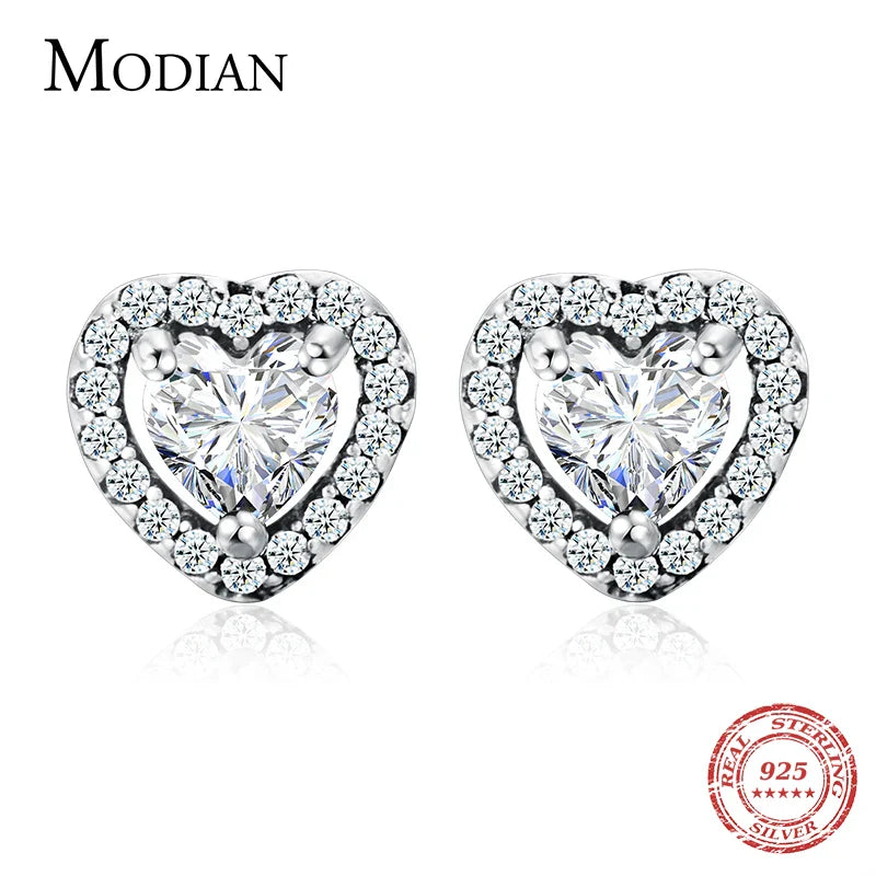 Valentines Gifts For Her 925 Sterling Silver Cz Heart Stud Earrings