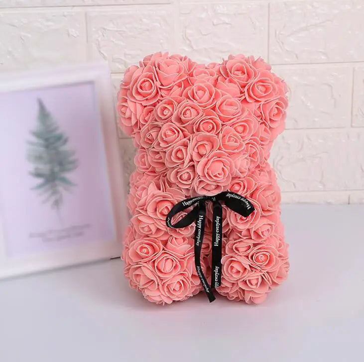 25Cm Artificial Rose Bear Romantic Gift For Anniversary