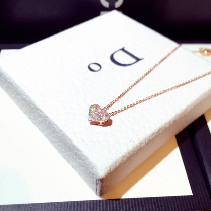 Rose Gold Heart Zircon Pendant Necklace Valentine'S Day Gift