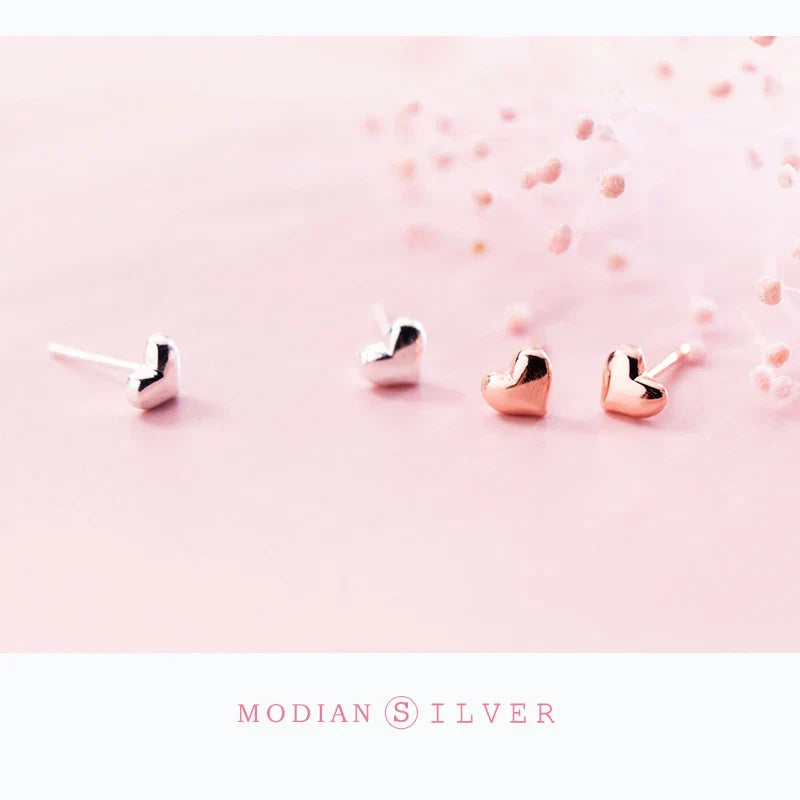 Valentines Gifts For Her 925 Sterling Silver Heart Stud Earrings