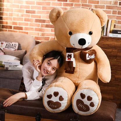 Giant Teddy Bear Plush Toy With Scarf And Heart
