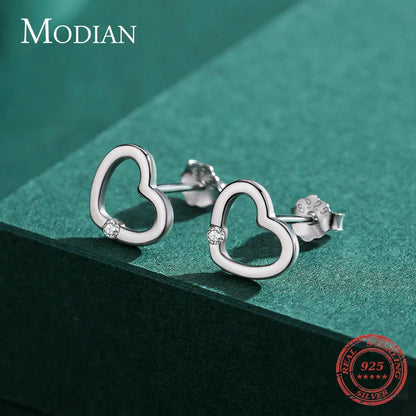 Valentines Gifts For Her 925 Sterling Silver Heart Cz Stud Earrings