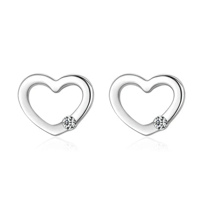 Valentines Gifts For Her 925 Sterling Silver Heart Cz Stud Earrings