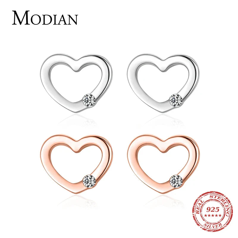 Valentines Gifts For Her 925 Sterling Silver Heart Cz Stud Earrings