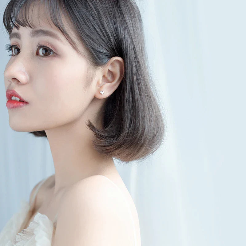 Valentines Gifts For Her 925 Sterling Silver Heart Stud Earrings