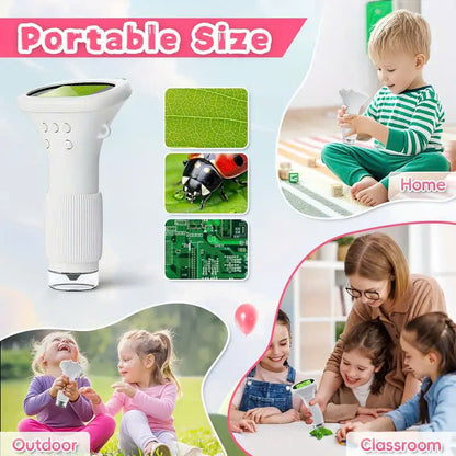 Kids Digital Microscope Handheld with 1000x Magnification, Photo & Video Capture, Safe for Ages 3+