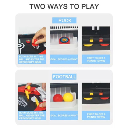 Mini Hockey Soccer with 2-in-1 Game Modes, Helps Improve Reflexes, Safe for Kids Ages 3+