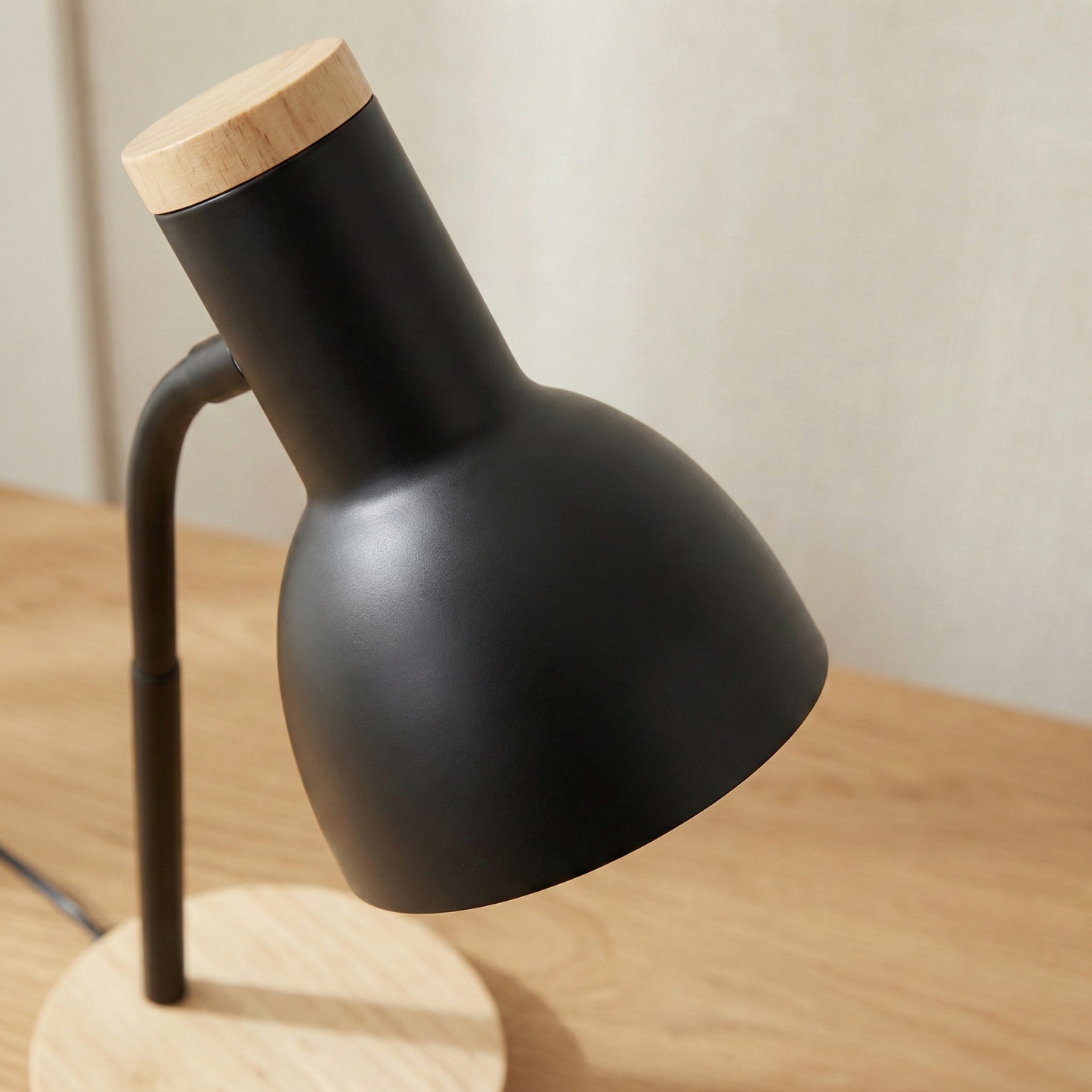 Modern Desk Lamp with Wood Base
