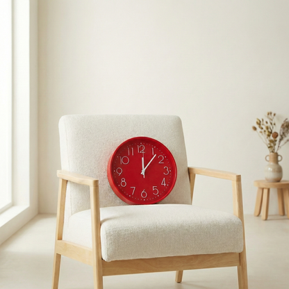Modern Red Wall Clock