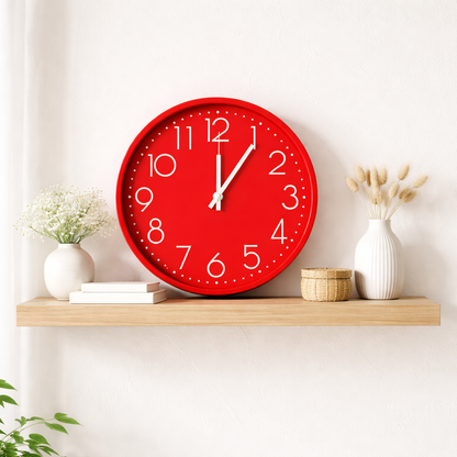 Modern Red Wall Clock