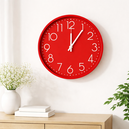 Modern Red Wall Clock