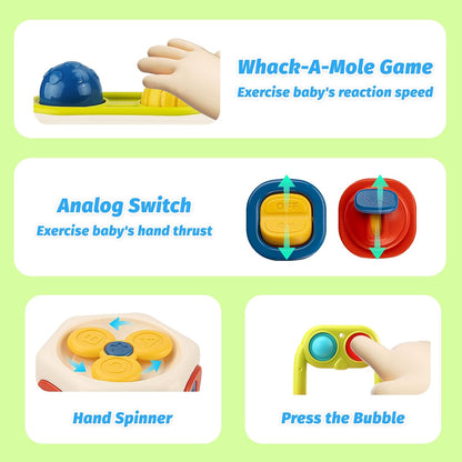 Montessori Busy Cube Toy with 10 Activities in 1, Brain Development Functions for Kids Ages 18+ Months