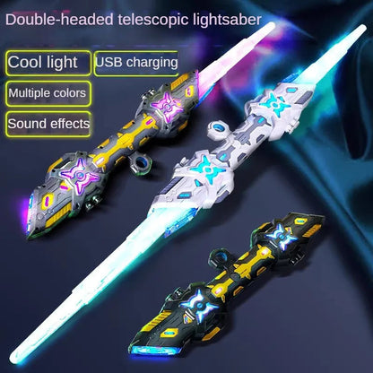 RGB Lightsaber Double Headed with 7 Color Modes, Realistic Sound & Flash Effects, Safe for Ages 6+