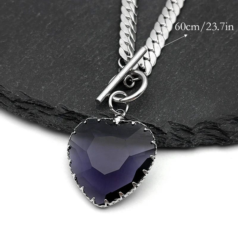 Goth Punk Heart Pendant Choker Necklace Valentine'S Day