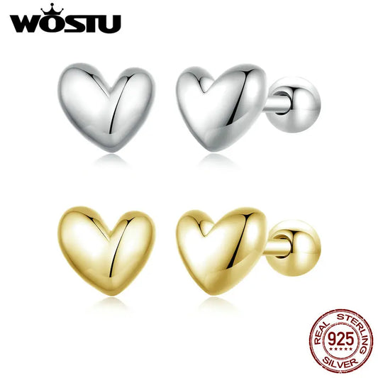 Valentines Gifts For Her 925 Sterling Silver Gold Heart Stud Earrings